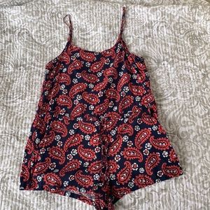 Navy, Orange, and White Romper